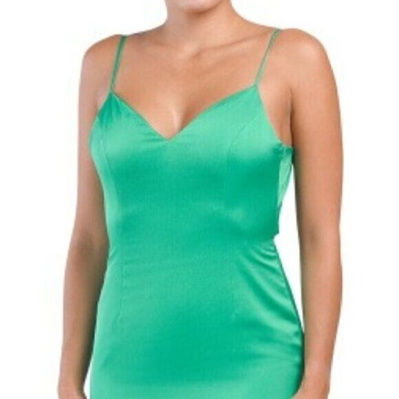 NWT Authentic  LIV FOSTER Textured Satin V-neck Spaghetti Strap Gown - Picture 3 of 7